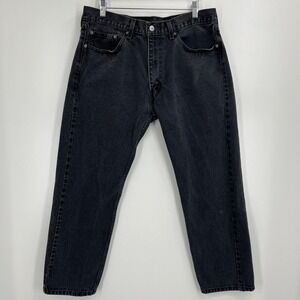 Levi's Jeans Men's 38x30 Black 505 Denim Straight Leg Solid Cotton